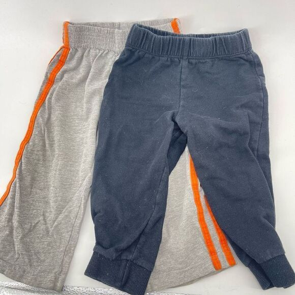 2 pair 18 months toddler pants joggers lightweight black grey grey orange - Picture 2 of 6
